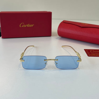 Cartier Lightweight Metal Rimless Blue Lens Sunglasses for Men & Wome - 382813 - detail image 2