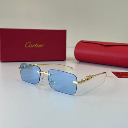 Cartier Lightweight Metal Rimless Blue Lens Sunglasses for Men & Wome - 358581 - detail image 3