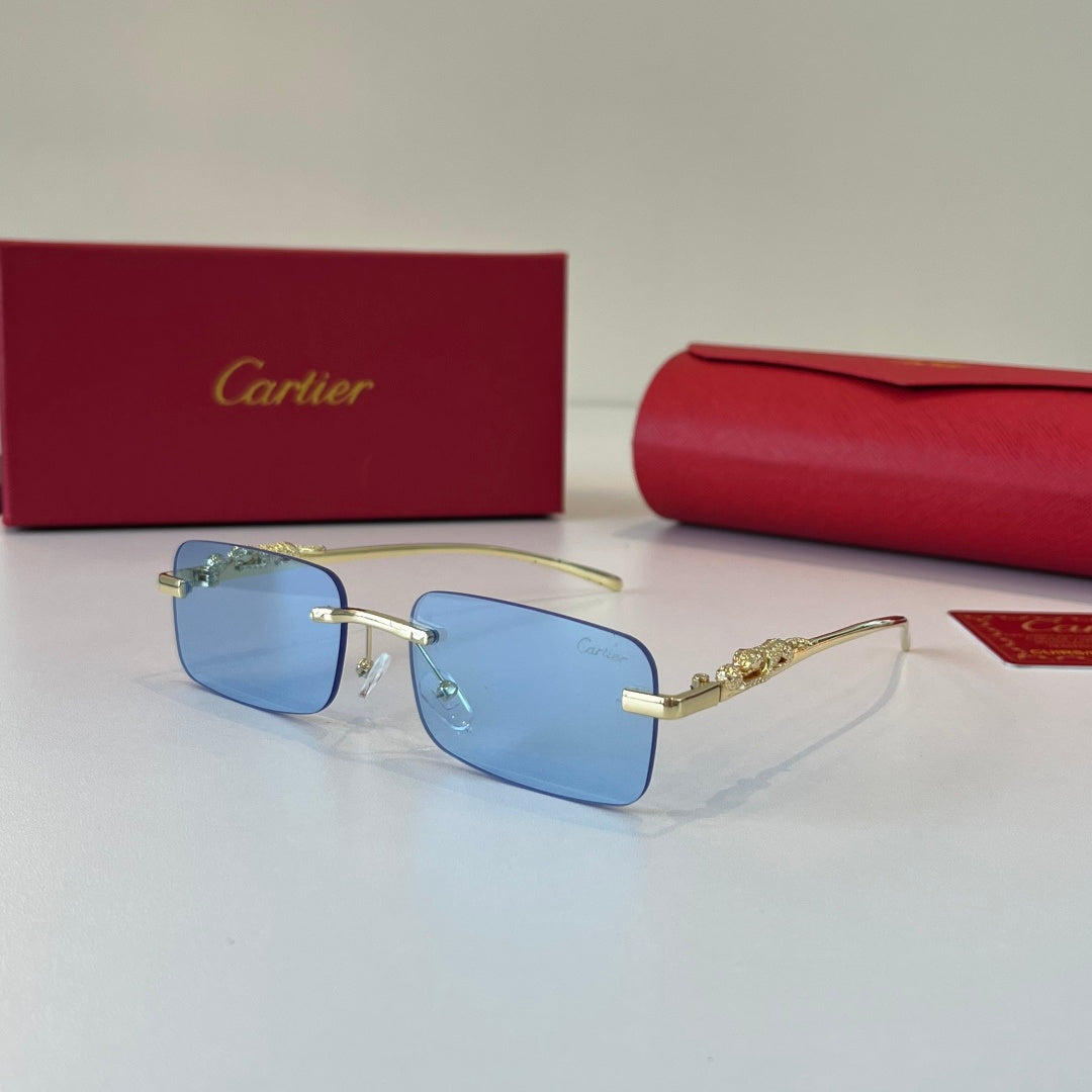 Cartier Lightweight Metal Rimless Blue Lens Sunglasses for Men & Wome - 382813 - detail image 3