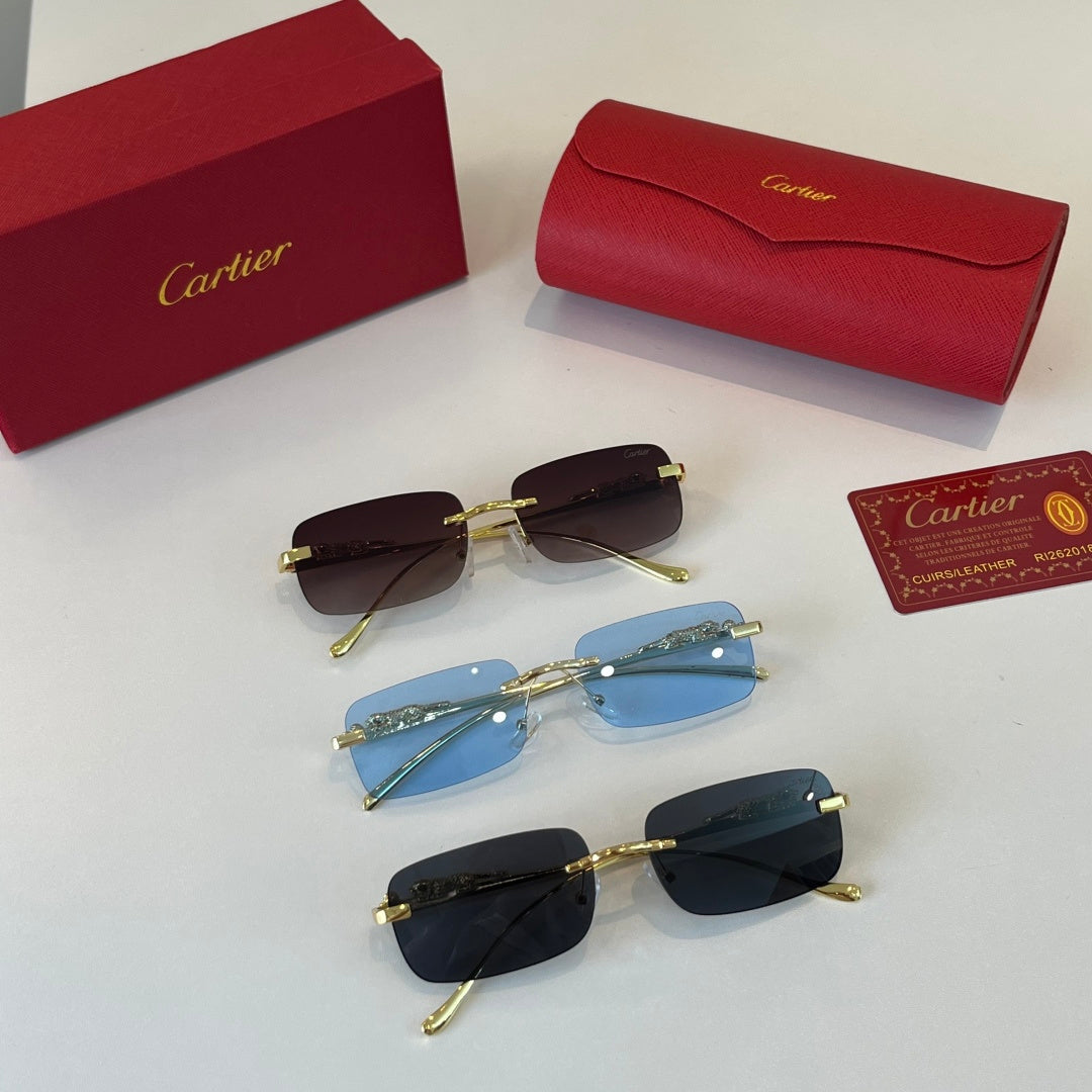 Cartier Lightweight Metal Rimless Blue Lens Sunglasses for Men & Wome - 415898 - detail image 9