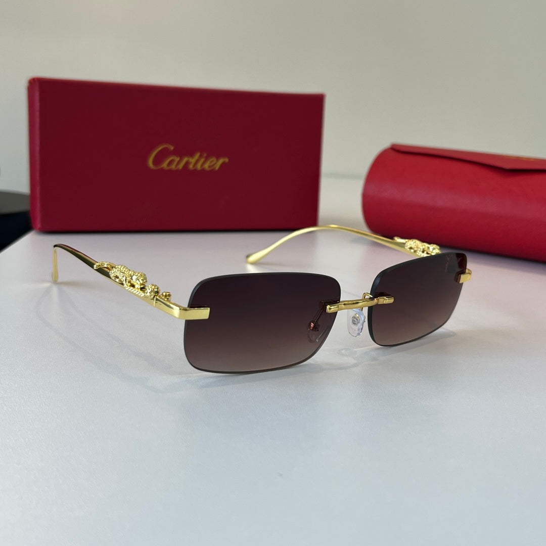 Cartier Lightweight Metal Rimless Silver Lens Sunglasses for Men & Wo - 382814