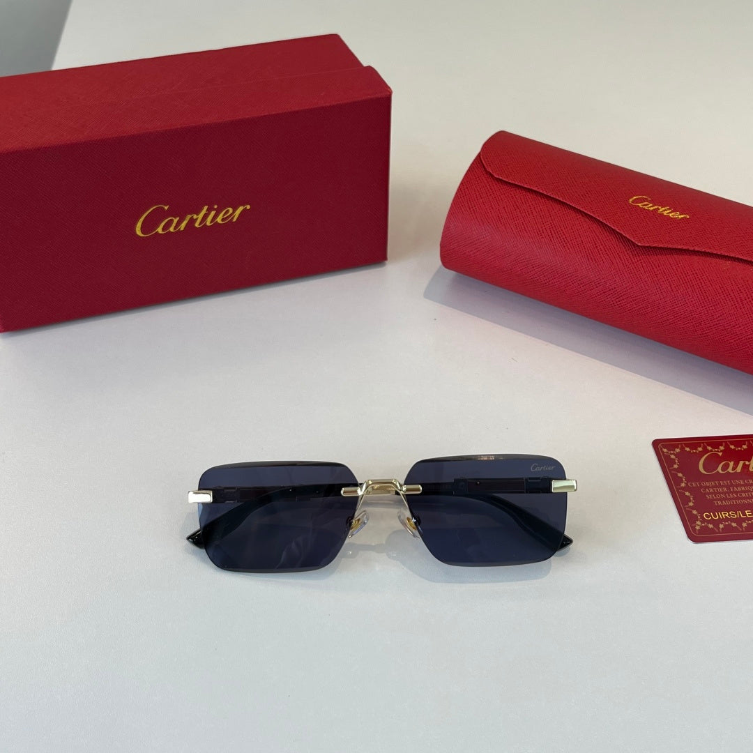 Cartier Lightweight Metal Rimless Blue Lens Sunglasses for Men & Wome - 358465 - detail image 4