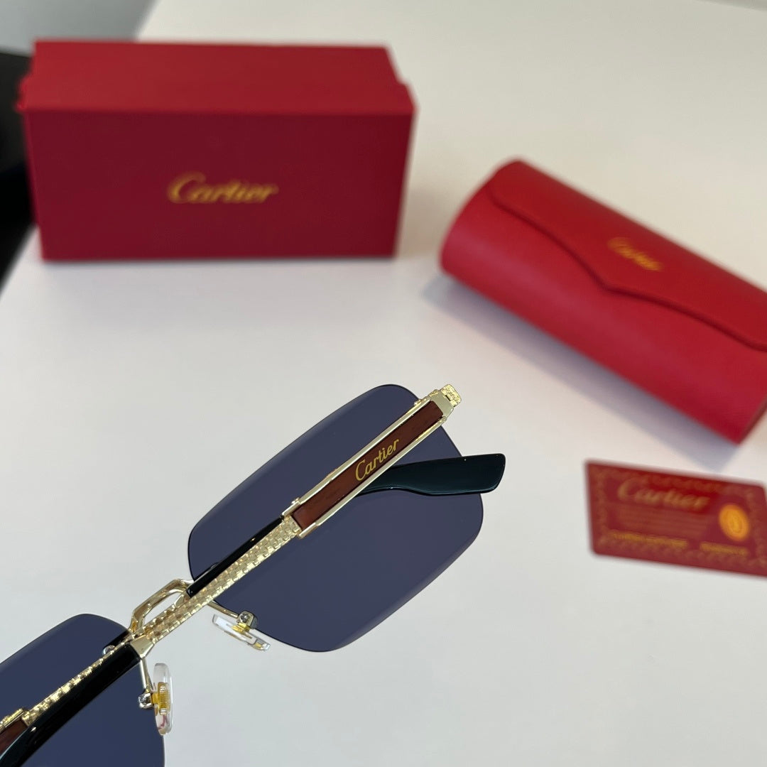 Cartier Lightweight Metal Rimless Blue Lens Sunglasses for Men & Wome - 358465 - detail image 8