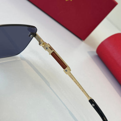 Cartier Lightweight Metal Rimless Blue Lens Sunglasses for Men & Wome - 358465 - detail image 11