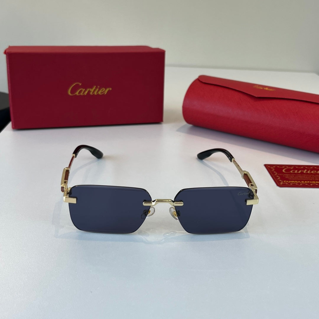 Cartier Lightweight Metal Rimless Blue Lens Sunglasses for Men & Wome - 358465 - detail image 2