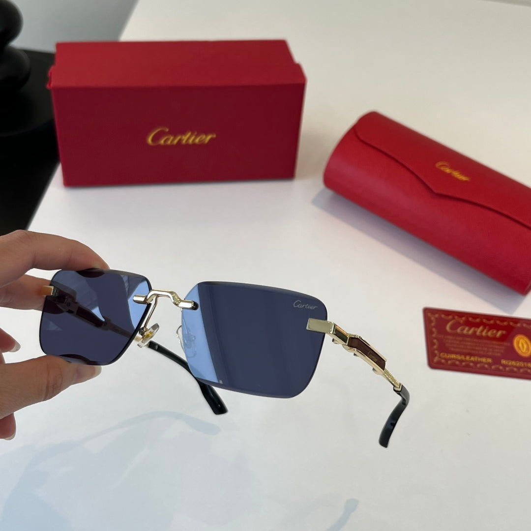 Cartier Lightweight Metal Rimless Blue Lens Sunglasses for Men & Wome - 382816 - detail image 9