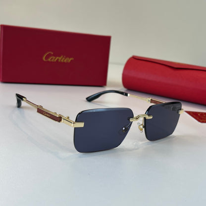 Cartier Lightweight Metal Rimless Blue Lens Sunglasses for Men & Wome - 358465