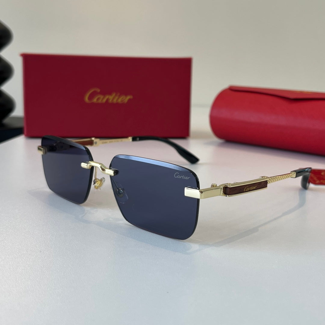 Cartier Lightweight Metal Rimless Blue Lens Sunglasses for Men & Wome - 358465 - detail image 3
