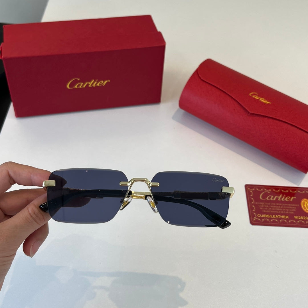 Cartier Lightweight Metal Rimless Blue Lens Sunglasses for Men & Wome - 358465 - detail image 5