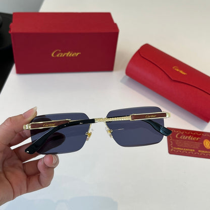 Cartier Lightweight Metal Rimless Blue Lens Sunglasses for Men & Wome - 382816 - detail image 7