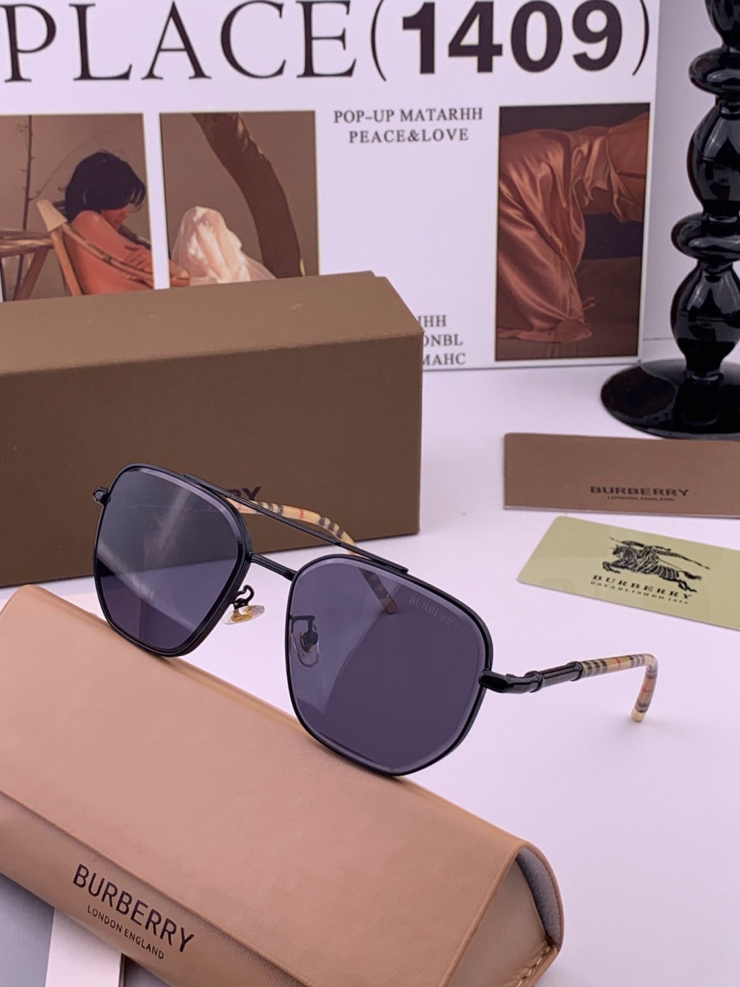 Burberry B938 Aviator Blue Lens Sunglasses for Men - 372313 - detail image 2