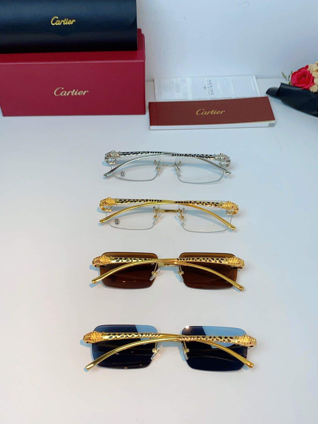 Cartier Lightweight Rimless Silver Lens Sunglasses for Men - 382855 - detail image 12