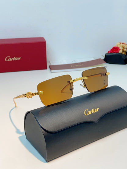 Cartier Lightweight Rimless Brown Lens Sunglasses for Men - detail image 11