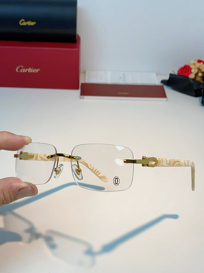 Cartier Lightweight Metal Rimless Orange Lens Sunglasses for Men - 382772 - detail image 6