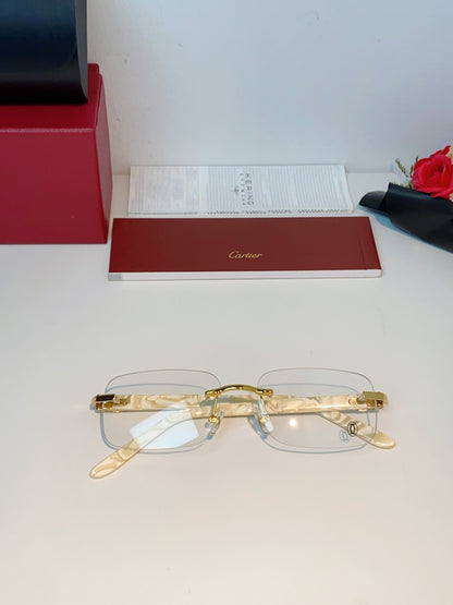 Cartier Lightweight Metal Rimless Orange Lens Sunglasses for Men - 382772 - detail image 10
