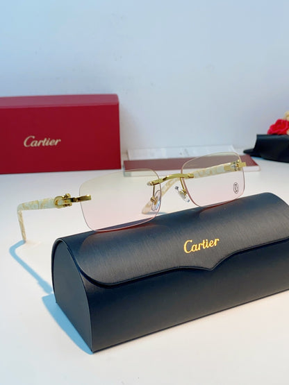 Cartier Lightweight Metal Rimless Orange Lens Sunglasses for Men - 382773 - detail image 11