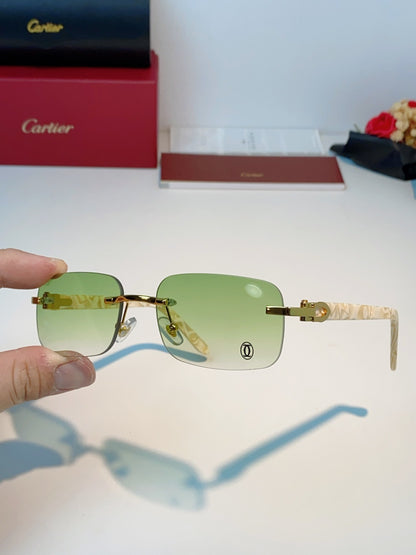 Cartier Lightweight Metal Rimless Gold Lens Sunglasses for Men - detail image 6
