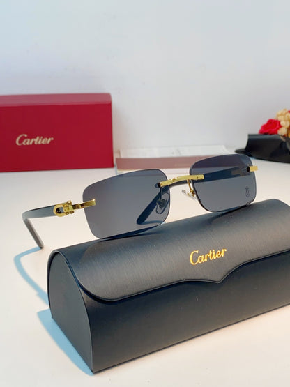 Cartier Lightweight Metal Rimless Black Lens Sunglasses for Men - detail image 11
