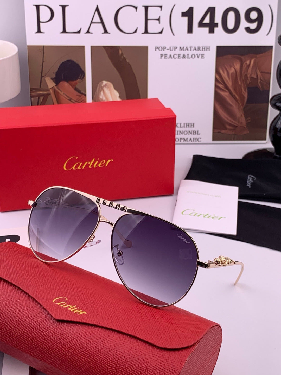 Cartier K41758 Fashion Red Lens Sunglasses for Men & Women - 398997 - detail image 2