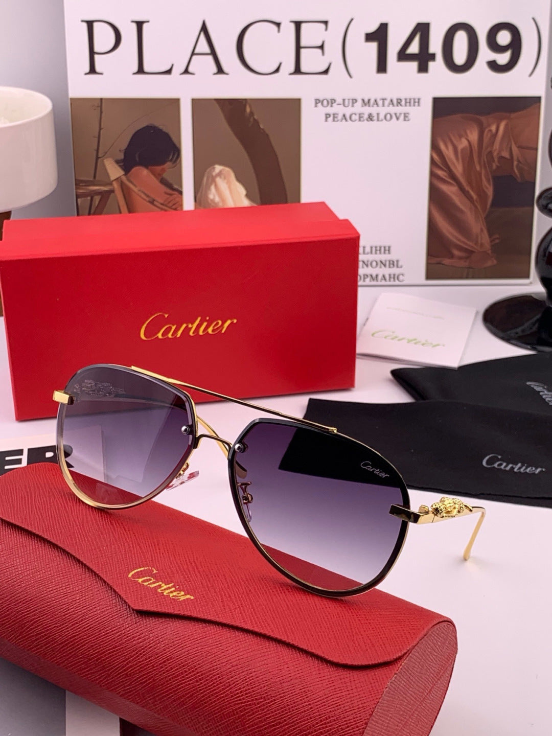 Cartier K21758 Fashion Black Lens Sunglasses for Men & Women - 398999 - detail image 4