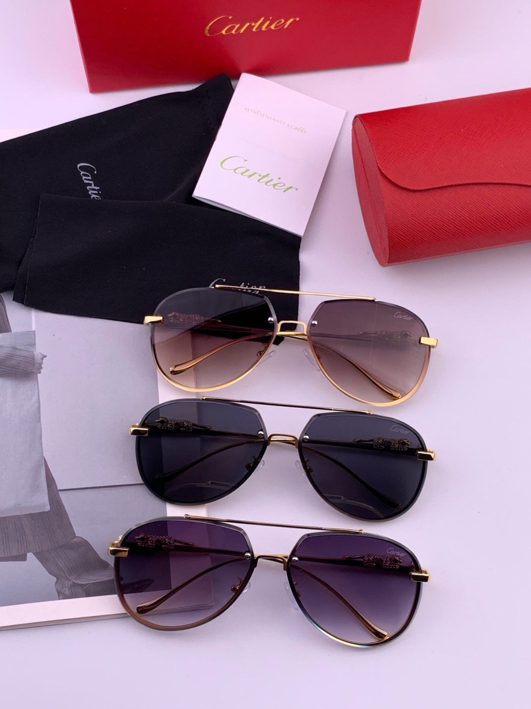 Cartier K21758 Fashion Black Lens Sunglasses for Men & Women - 398999 - detail image 8