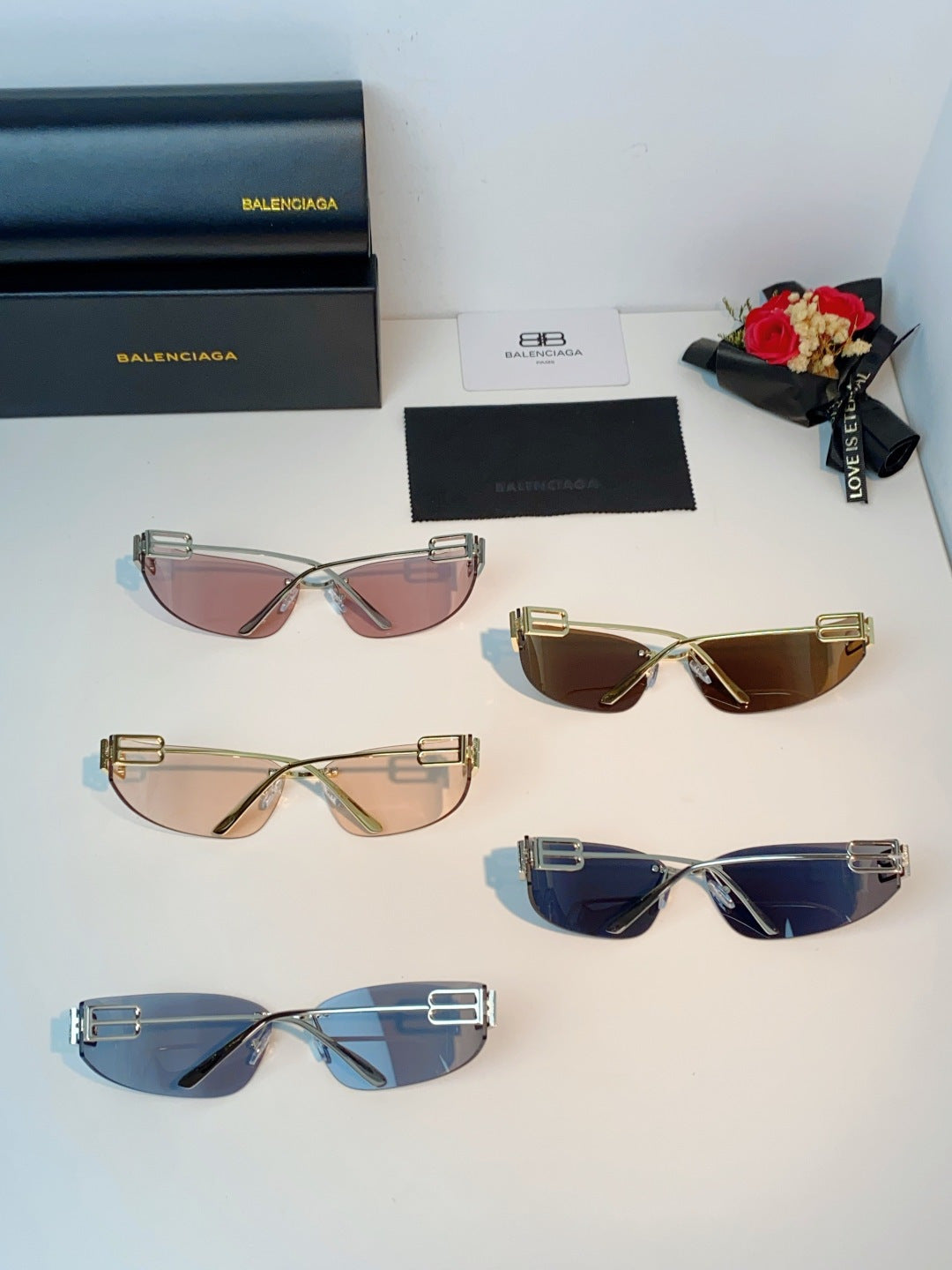 Balenciaga Lightweight Rimless Silver Lens Sunglasses for Men & Women - detail image 12