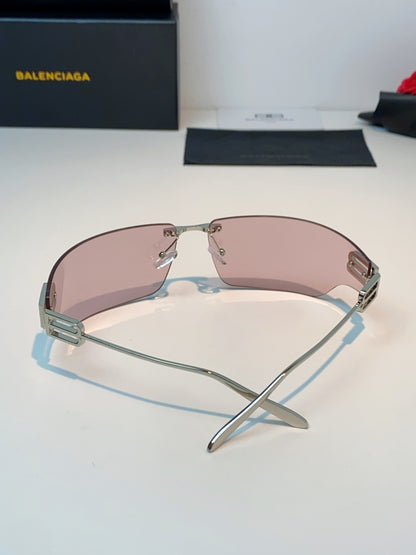 Balenciaga Lightweight Rimless Pink Lens Sunglasses for Men & Women - detail image 3