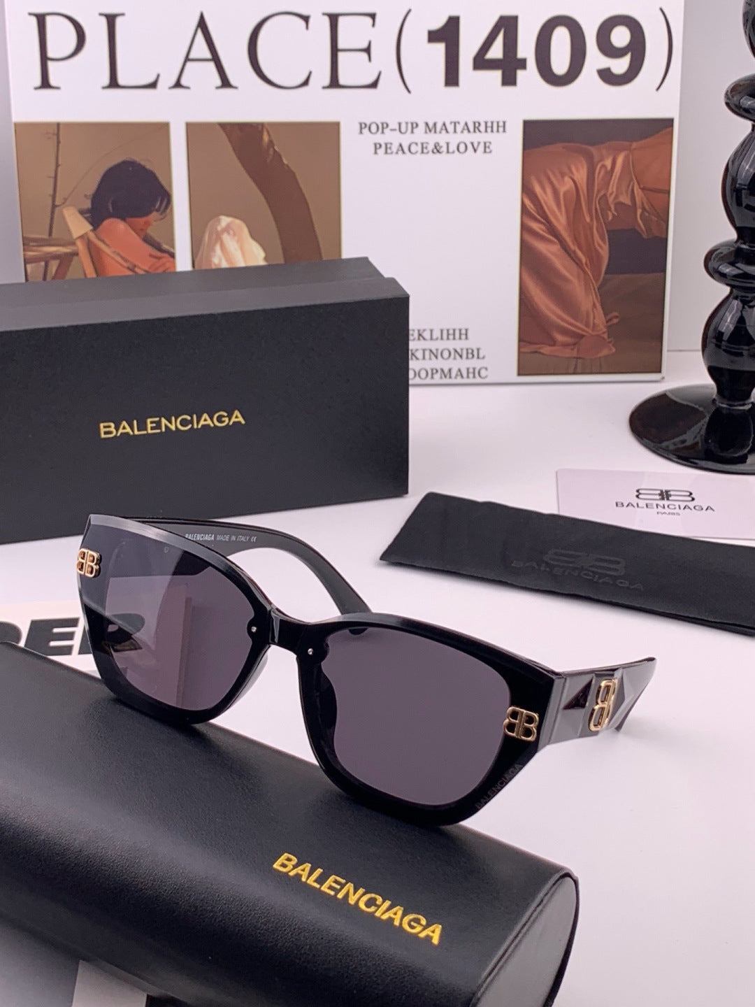 Balenciaga BL1350 Metal Fashion Black Lens Sunglasses for Men & Women - 416094