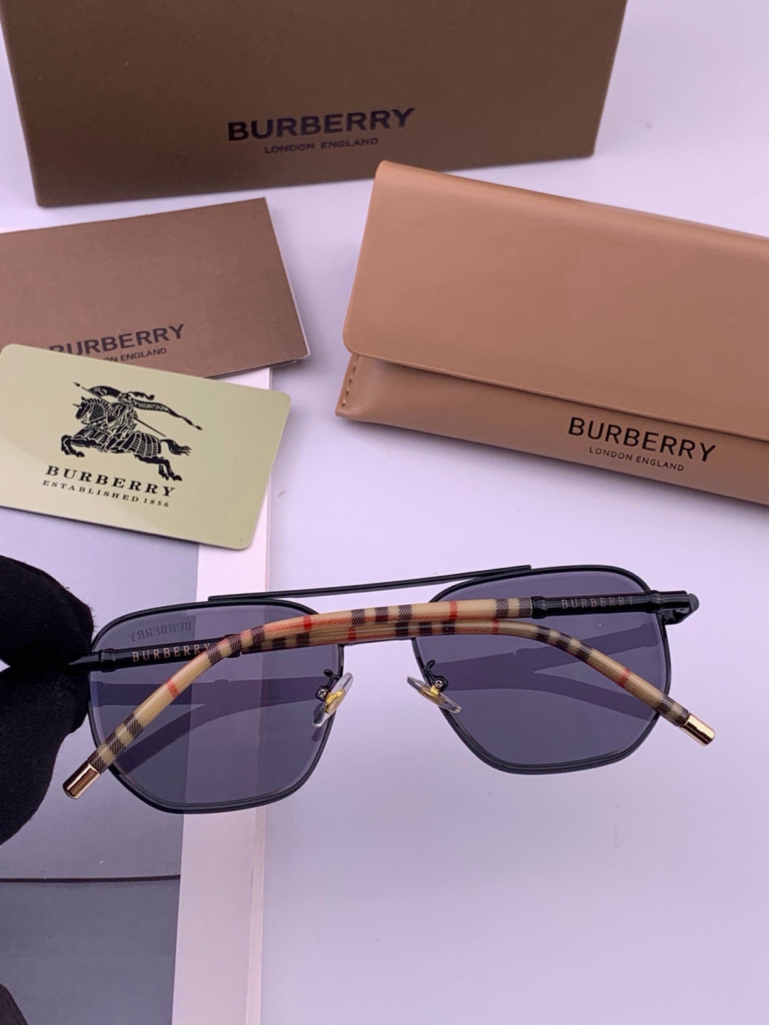 Burberry B938 Aviator Blue Lens Sunglasses for Men - 416055 - detail image 4
