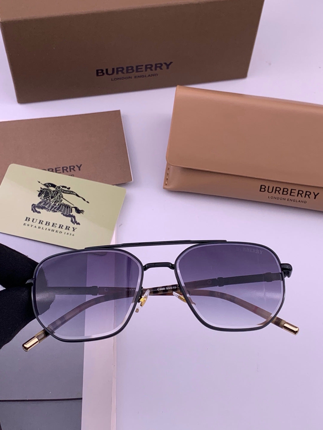 Burberry B938 Aviator Purple Lens Sunglasses for Men - 416056