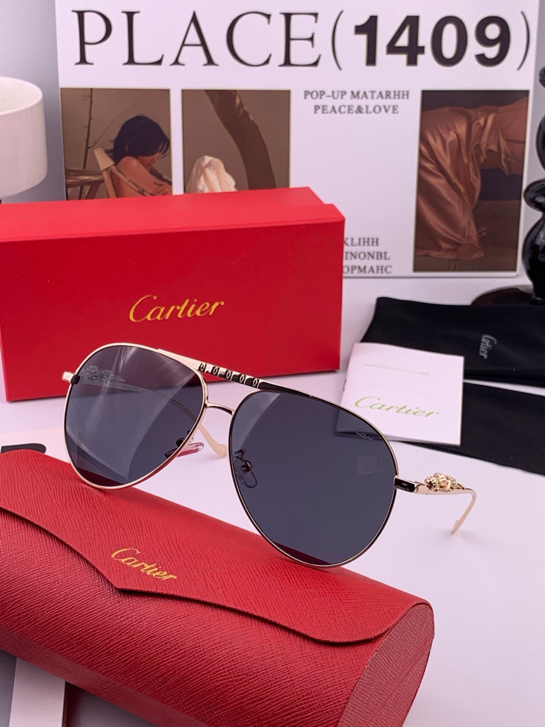 Cartier K41758 Fashion Red Lens Sunglasses for Men & Women - 432217 - detail image 3