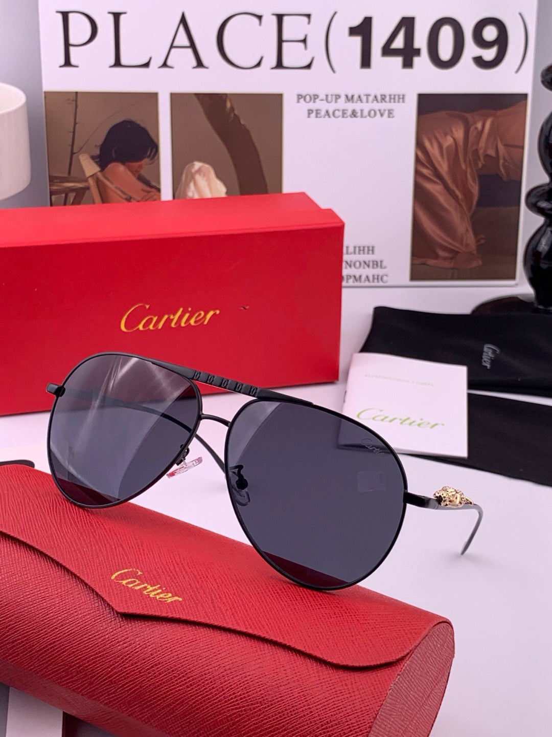 Cartier K41758 Fashion Red Lens Sunglasses for Men & Women - 432217 - detail image 4