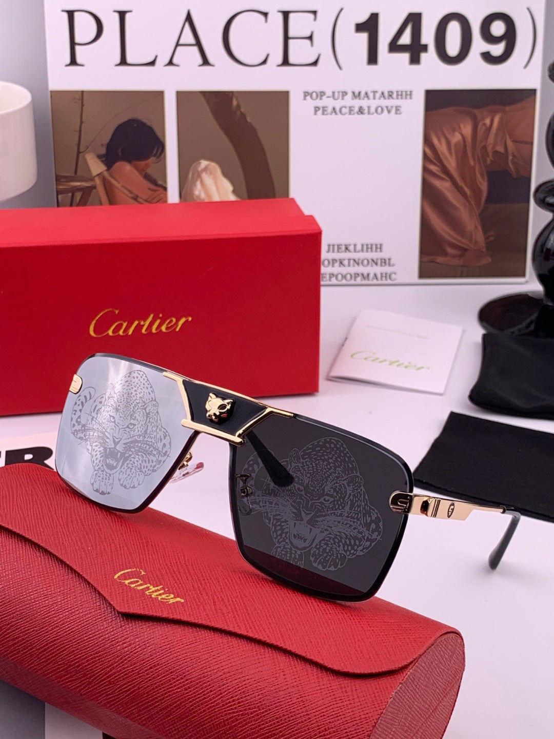 Cartier K11735 Fashion Black Lens Sunglasses for Men & Women - 432213 - detail image 3