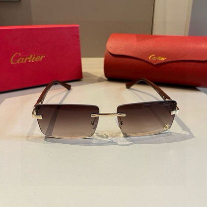 Cartier Lightweight Metal Rimless Brown Lens Sunglasses for Men & Wom - 432207 - detail image 2