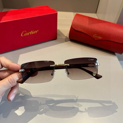 Cartier Lightweight Metal Rimless Brown Lens Sunglasses for Men & Wom - 432207 - detail image 6