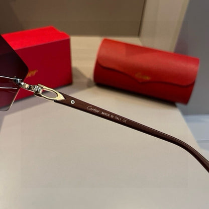 Cartier Lightweight Metal Rimless Brown Lens Sunglasses for Men & Wom - 432207 - detail image 8