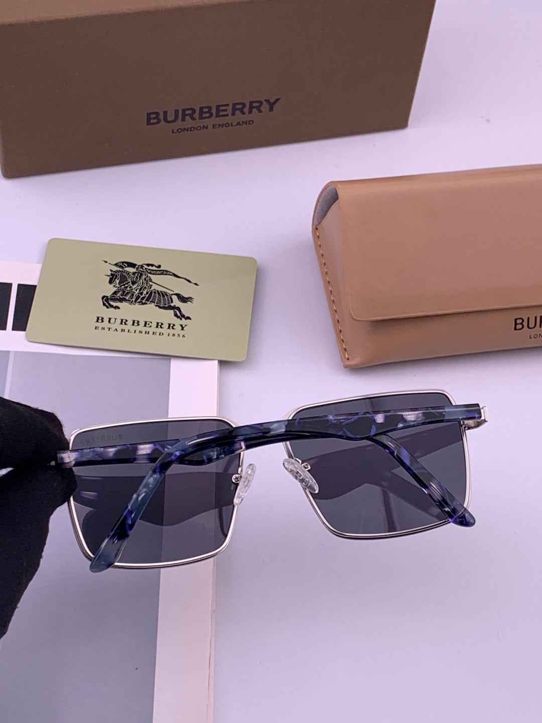 Burberry B080668 Aviator Gold Lens Sunglasses for Men - 432475 - detail image 5