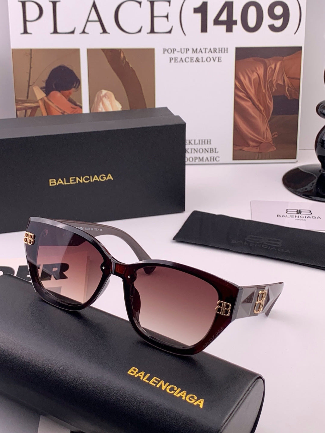 Balenciaga BL1350 Metal Fashion Black Lens Sunglasses for Men & Women - 432558 - detail image 2