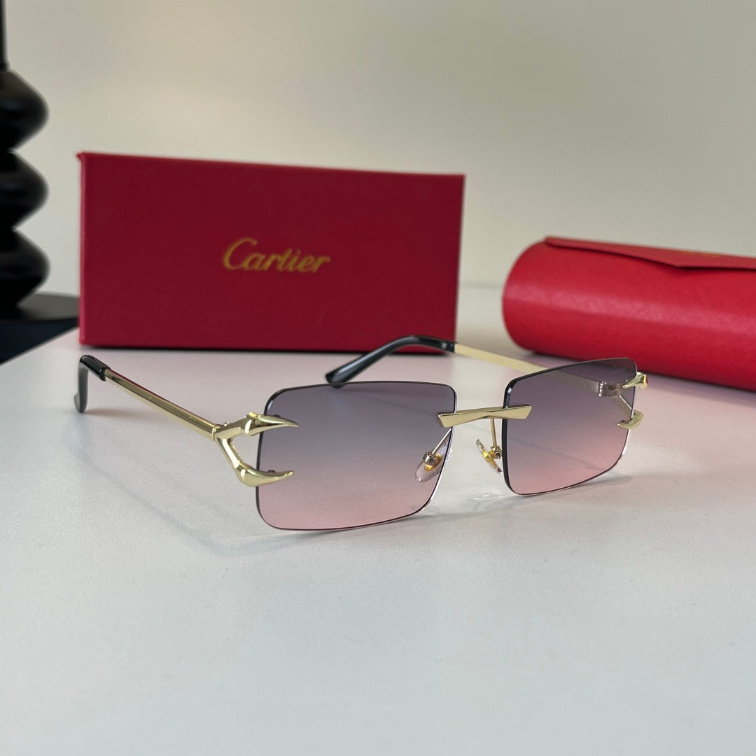 Cartier Lightweight Metal Rimless Silver Lens Sunglasses for Men & Wo - 465859