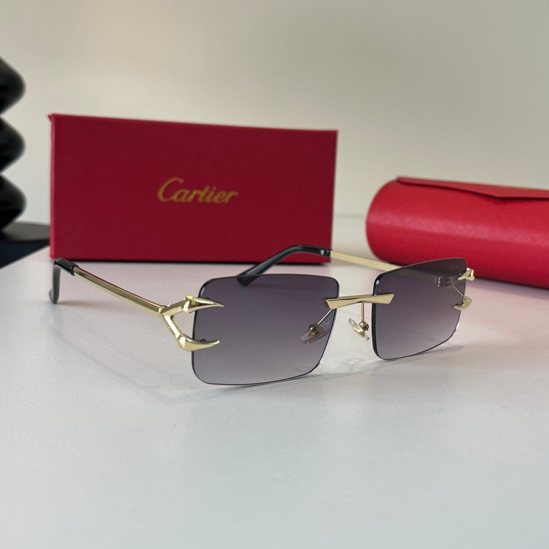 Cartier Lightweight Metal Rimless Silver Lens Sunglasses for Men & Wo - 465861
