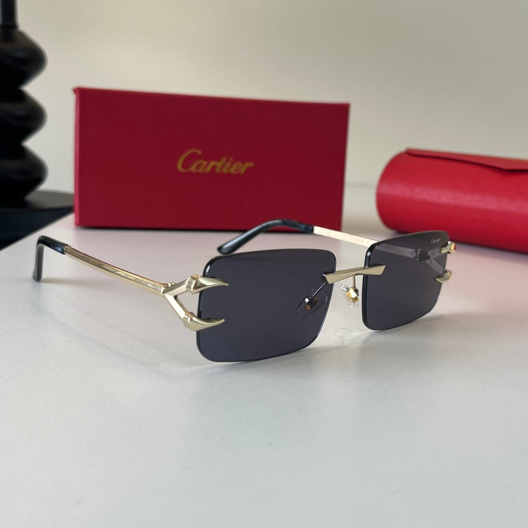Cartier Lightweight Metal Rimless Silver Lens Sunglasses for Men & Wo - 487271