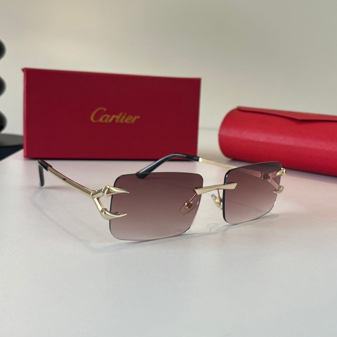 Cartier Lightweight Metal Rimless Red Lens Sunglasses for Men & Women - 487272