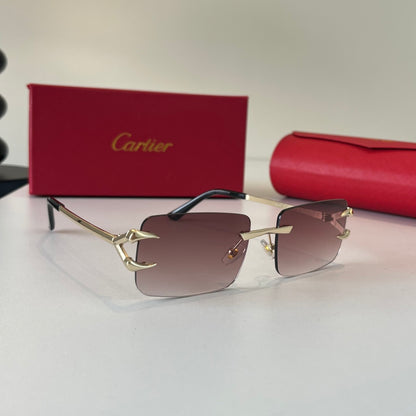 Cartier Lightweight Metal Rimless Red Lens Sunglasses for Men & Women - 465847