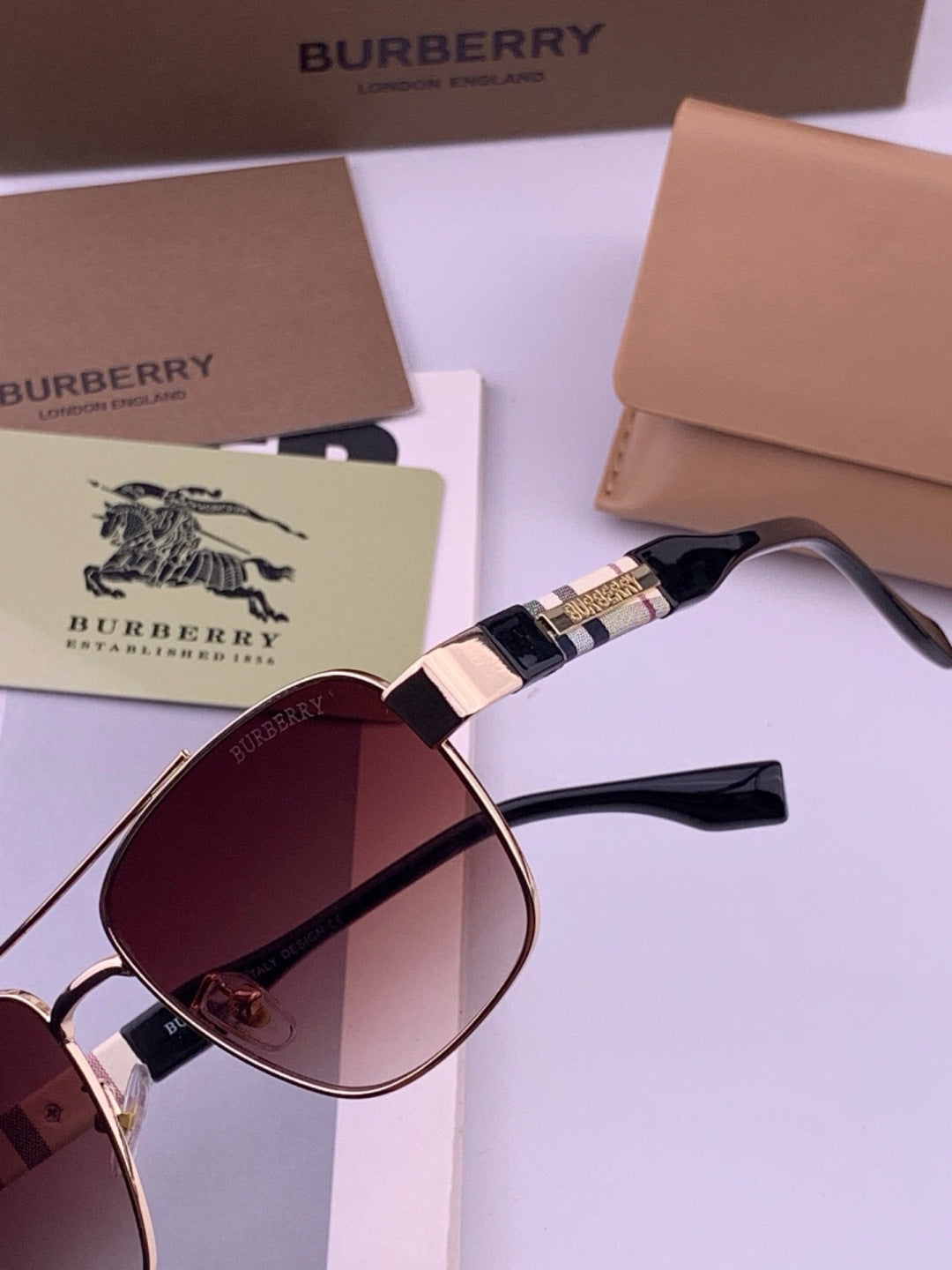 Burberry B201 Aviator Black Lens Sunglasses for Men - 465950 - detail image 3