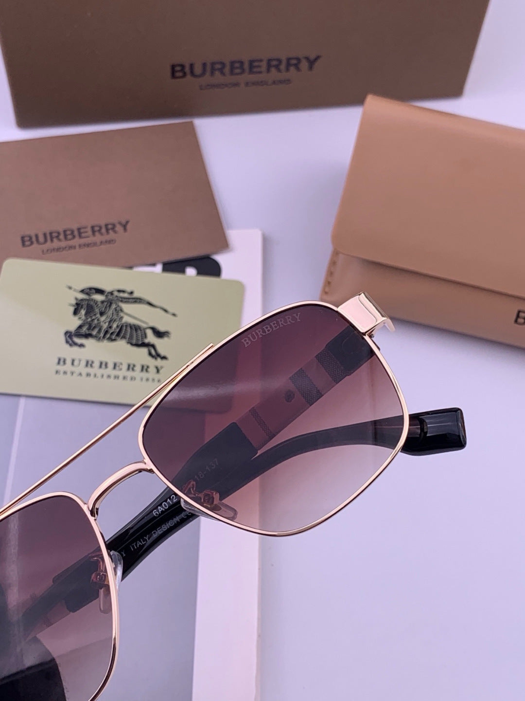 Burberry B201 Aviator Black Lens Sunglasses for Men - 465950 - detail image 4