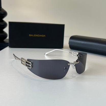 Balenciaga Rectangular Silver Lens Sunglasses for Men & Women - 466024