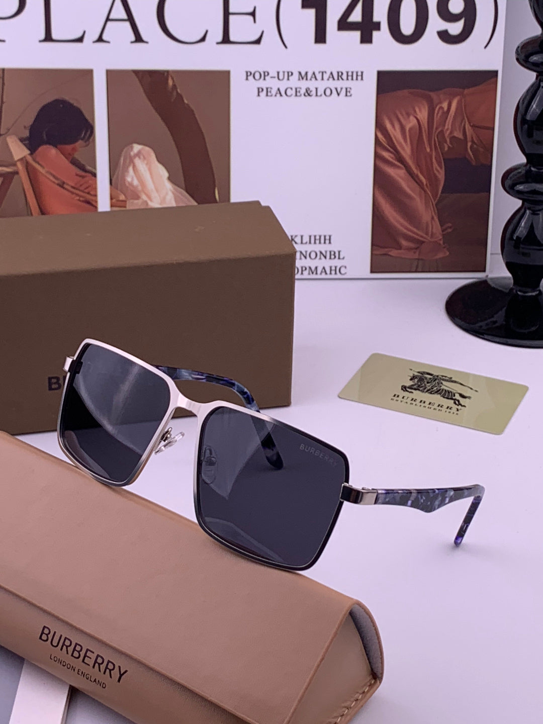 Burberry B080668 Aviator Gold Lens Sunglasses for Men - detail image 2