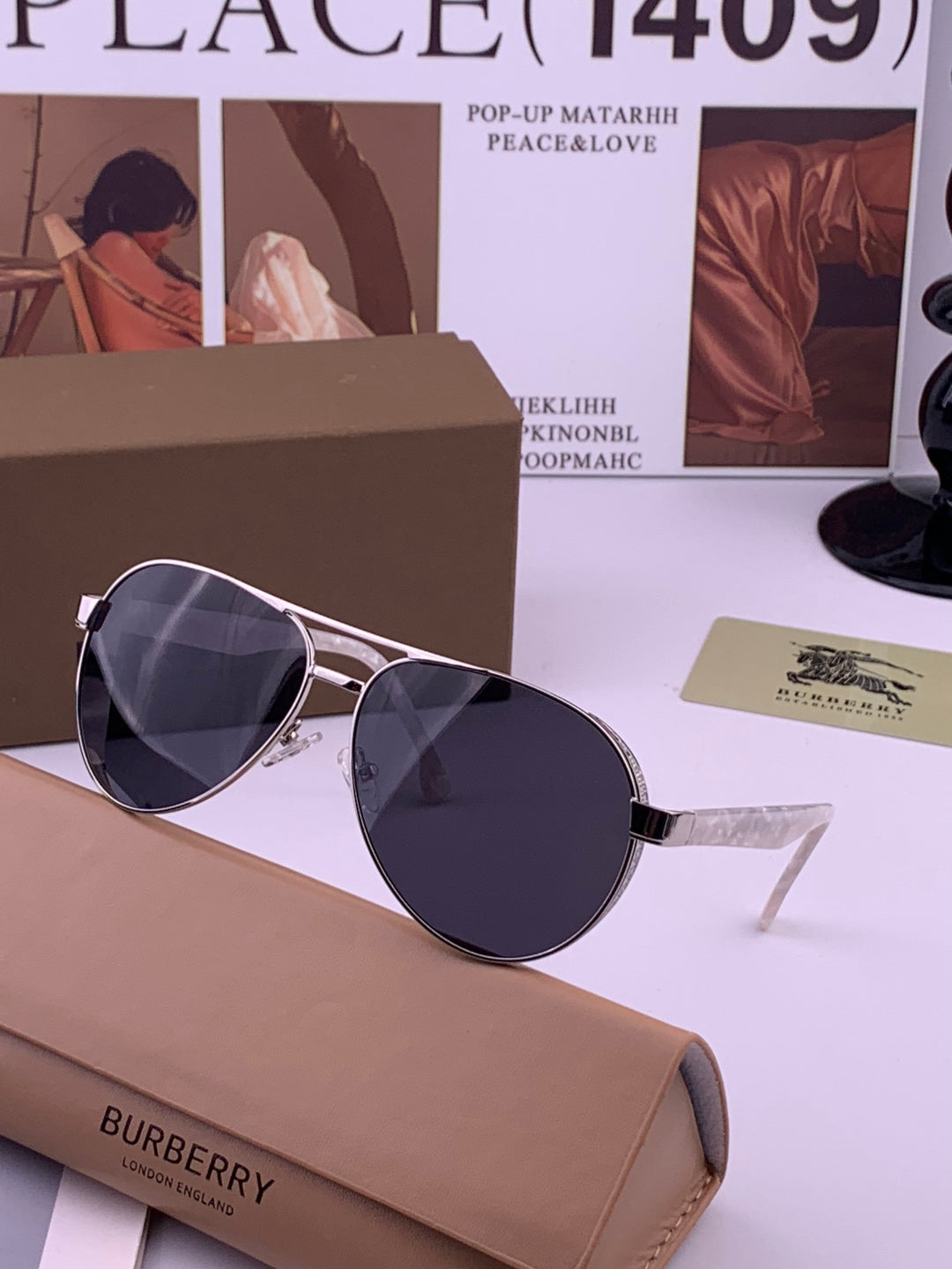 Burberry B880667 Aviator Gold Lens Sunglasses for Men