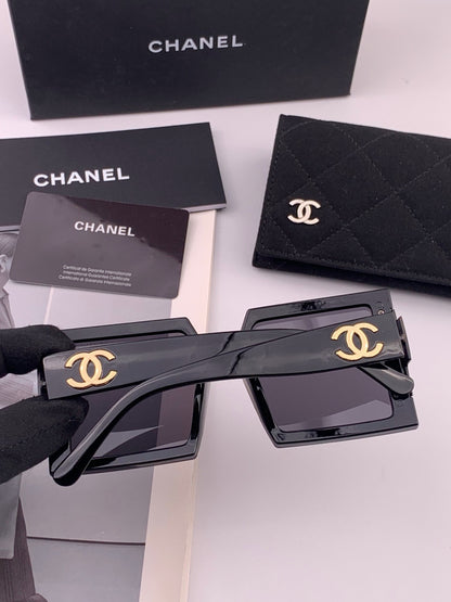 Chanel CH8615 Polarized Square Gold Lens Sunglasses for Women - detail image 5