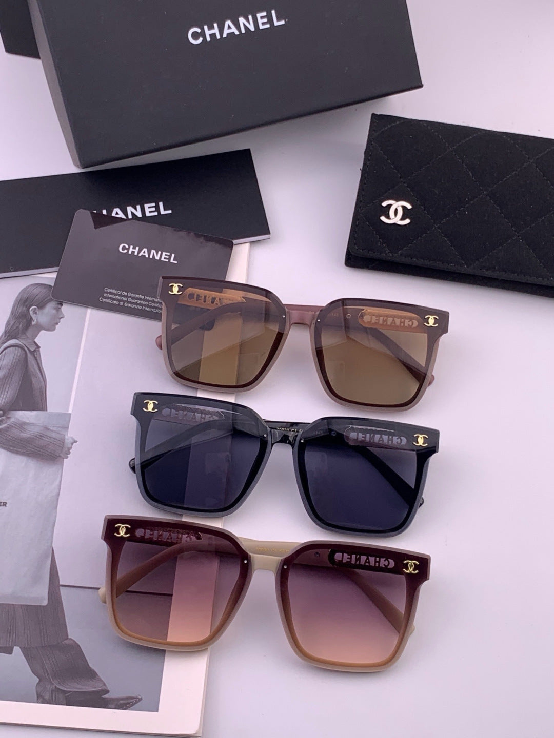 Chanel CH07003 Fashion Black Lens Sunglasses for Men & Women - detail image 8